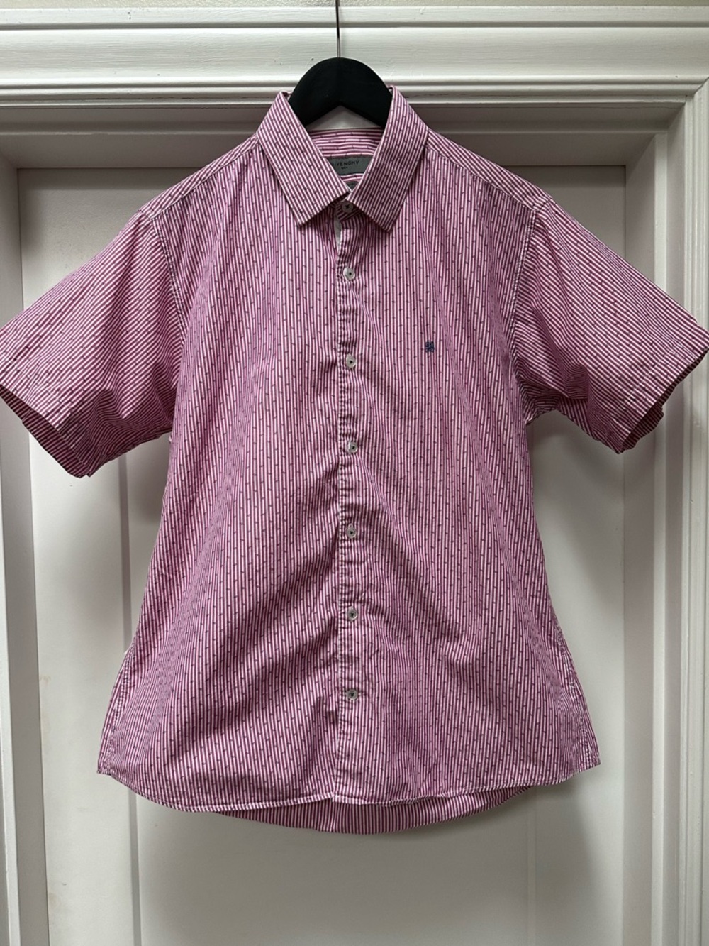 Givenchy Men's Short-Sleeve Stripe Button-Up Shirt - Pink size medium